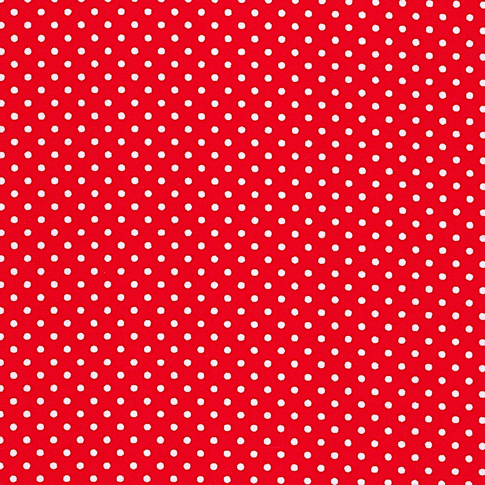 Cotton Poplin Fabric Dots in Tiny 3mm Dot in Red - White