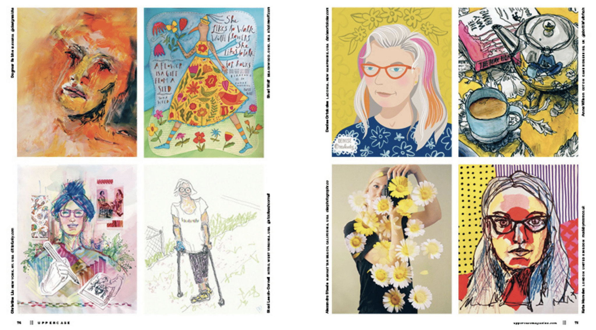 eight images of self portraits for Issue 47 of the Uppercase Magazine