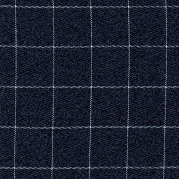 Windowpane Check Suiting Fabric in Indigo and Ivory