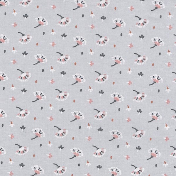 Eyota Collection in Prile Cotton Fabric Floral in Palest Grey