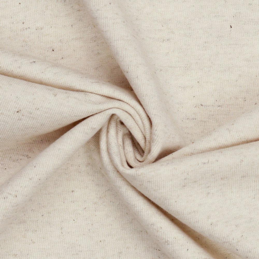 Dressmaking Linen Fabric Blend Jersey French Terry in Natural Flax
