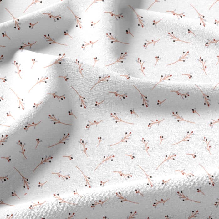 Solima Lympi Tiny Sprig in White Cotton Fabric Fabric