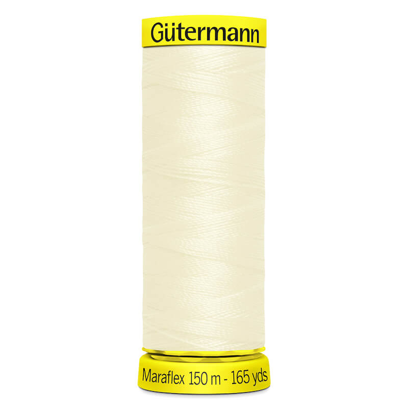 150 metre spool of Gutermann Maraflex Elastic Stretch Sewing Thread in 1 Cream