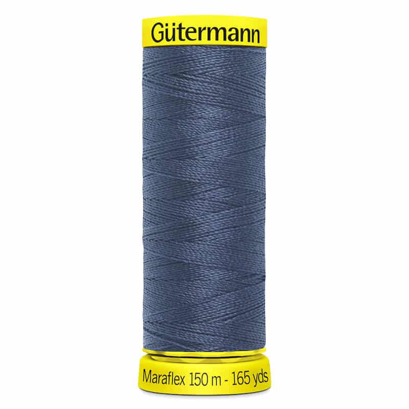 150 metre spool of Gutermann Maraflex Elastic Stretch Sewing Thread in 112 Blue Grey