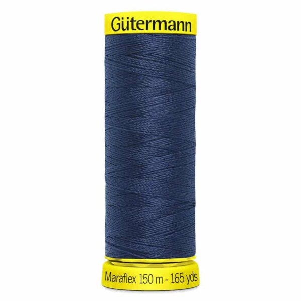 150 metre spool of Gutermann Maraflex Elastic Stretch Sewing Thread in 13 Dark Blue
