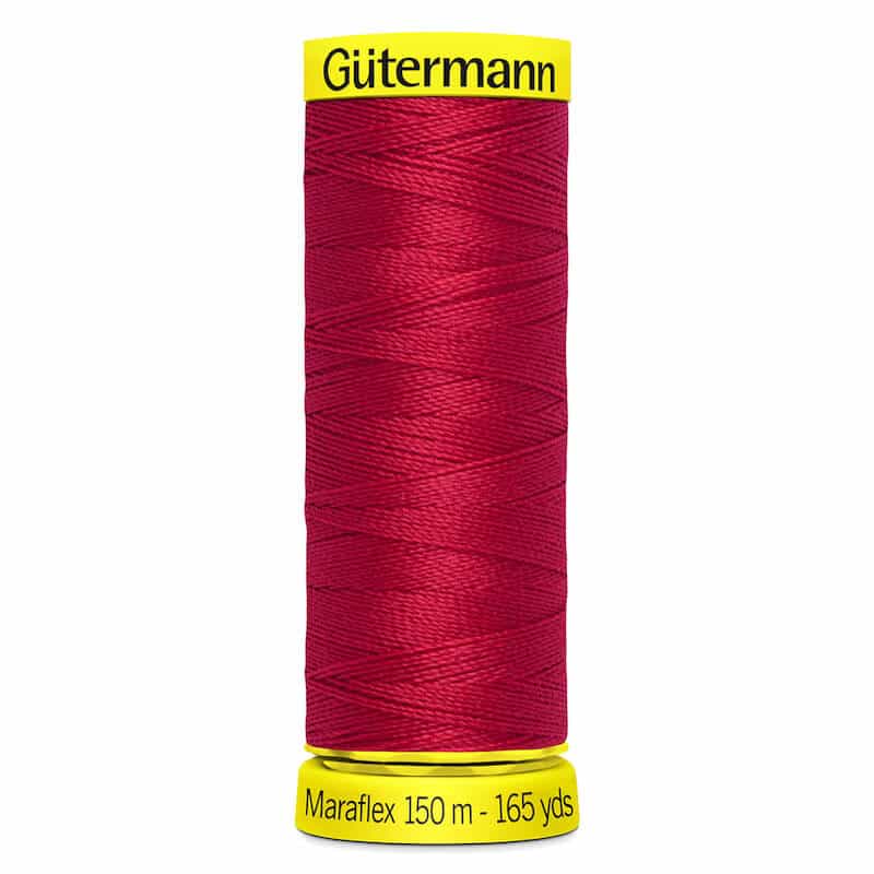 150 metre spool of Gutermann Maraflex Elastic Stretch Sewing Thread in 156 Red