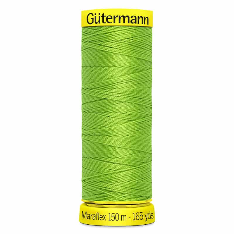 150 metre spool of Gutermann Maraflex Elastic Stretch Sewing Thread in 336 Chartreuse Green