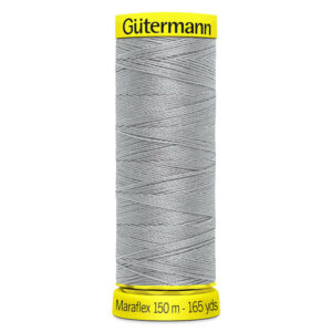 150 metre spool of Gutermann Maraflex Elastic Stretch Sewing Thread in 38 Mid Silver