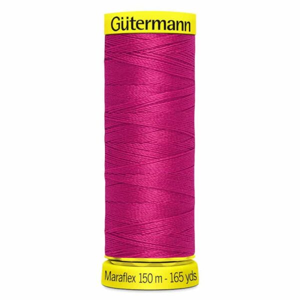 150 metre spool of Gutermann Maraflex Elastic Stretch Sewing Thread in 382 Bright Crimson