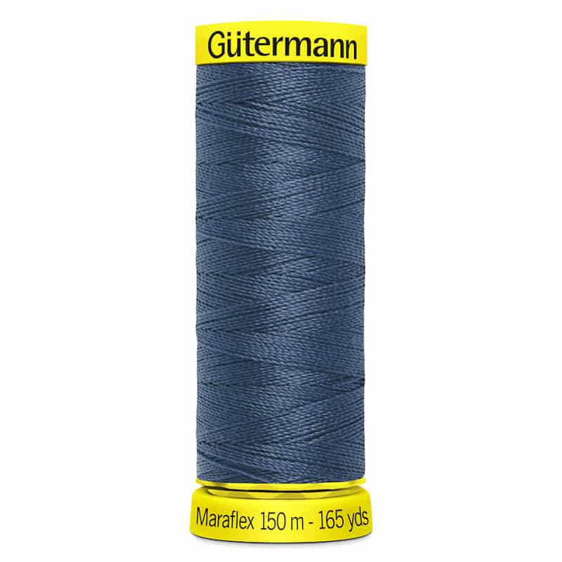 150 metre spool of Gutermann Maraflex Elastic Stretch Sewing Thread in 435 Steel Blue