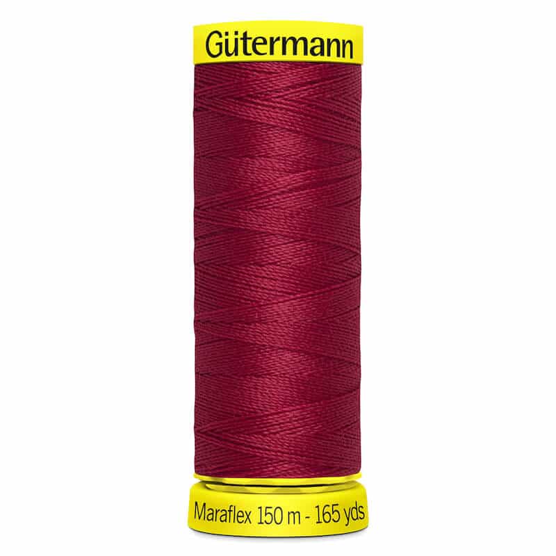 150 metre spool of Gutermann Maraflex Elastic Stretch Sewing Thread in 46 Garnet