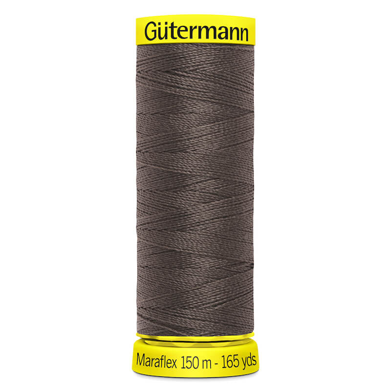 150 metre spool of Gutermann Maraflex Elastic Stretch Sewing Thread in 540 Grey Brown