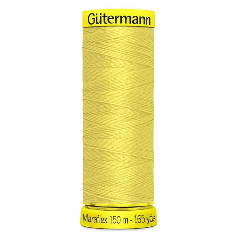 150 metre spool of Gutermann Maraflex Elastic Stretch Sewing Thread in 580 Yellow