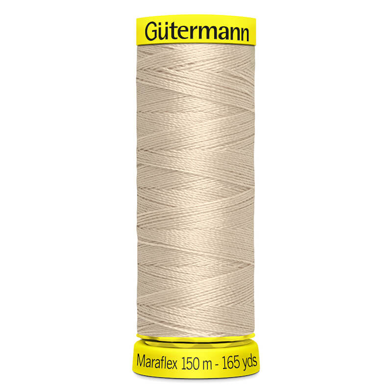 150 metre spool of Gutermann Maraflex Elastic Stretch Sewing Thread in 722 Natural