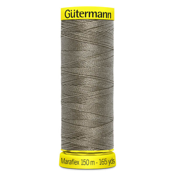 150 metre spool of Gutermann Maraflex Elastic Stretch Sewing Thread in 727 Mushroom