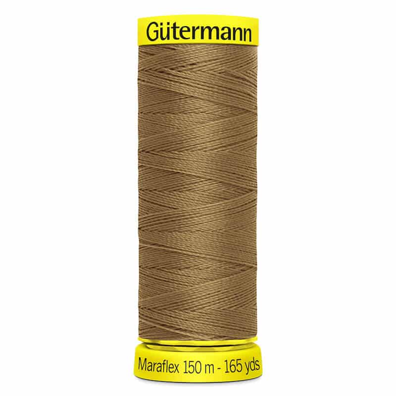 150 metre spool of Gutermann Maraflex Elastic Stretch Sewing Thread in 887 Light Brown