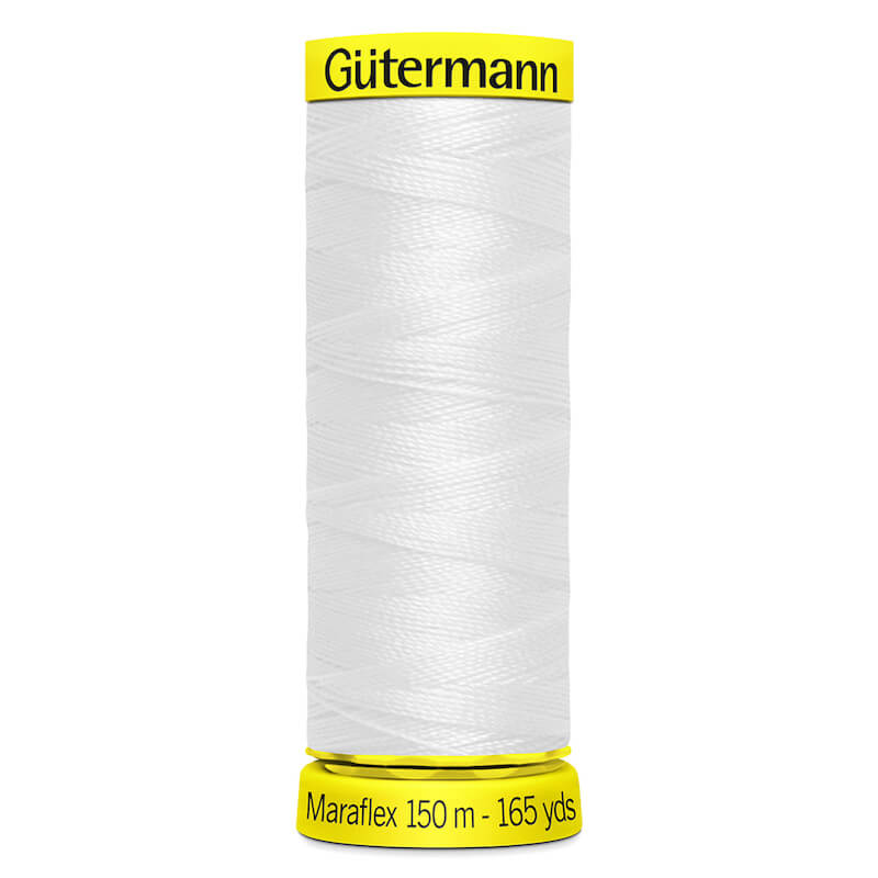 150 metre spool of Gutermann Maraflex Elastic Stretch Sewing Thread in 800 White
