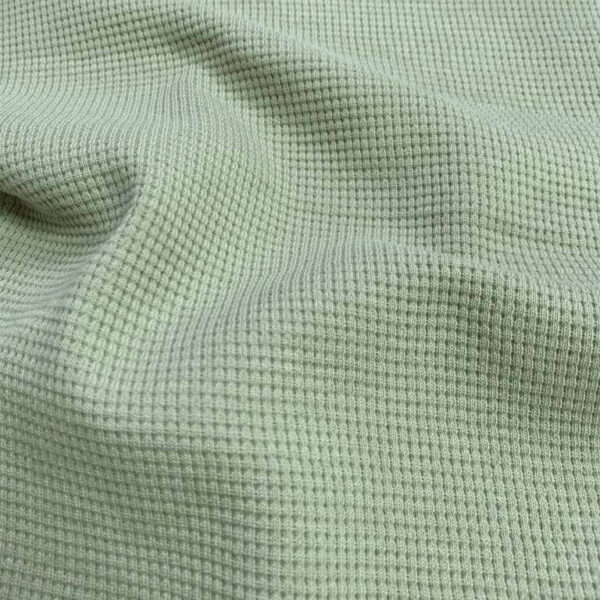 Mini Waffle Cotton Jersey Towelling & Dressmaking Fabric in Pale Mint