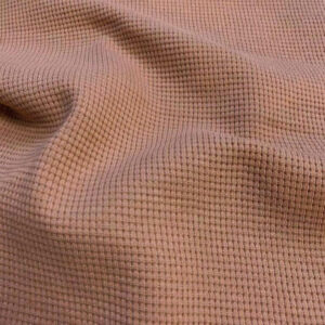 Mini Waffle Cotton Jersey Towelling & Dressmaking Fabric in Pale Rust