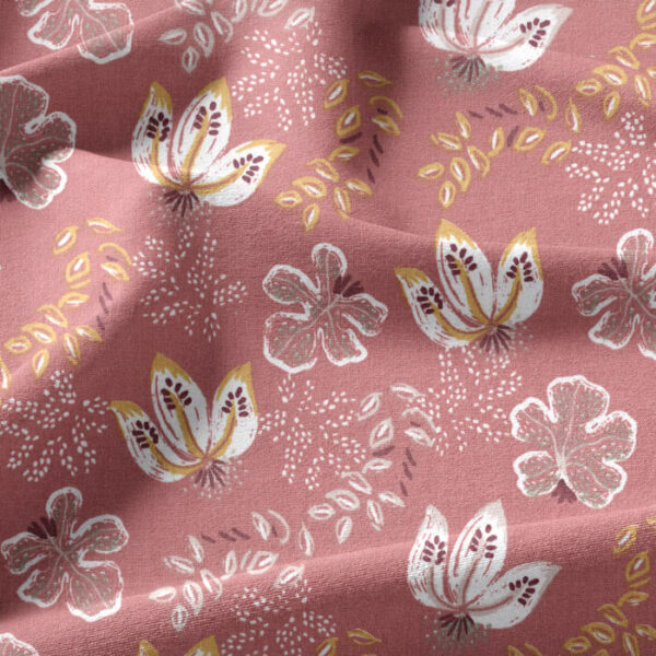 Sala Floral Printed Cotton Fabric in Rich Dusty Pink