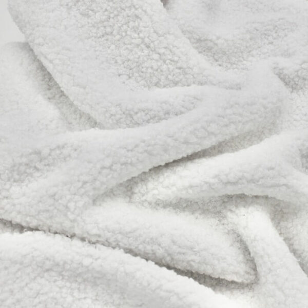 Teddy Boucle Sherpa Fleece Like Jersey Fabric in White