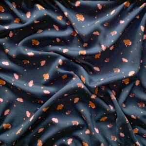 Printed Domotex Viscose Rayon Fabric with Paepae Abstract pattern in Navy/Red
