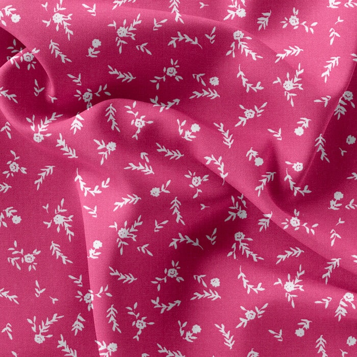 Wangi in Becky Small Floral Printed Cotton Fabric in Cerise
