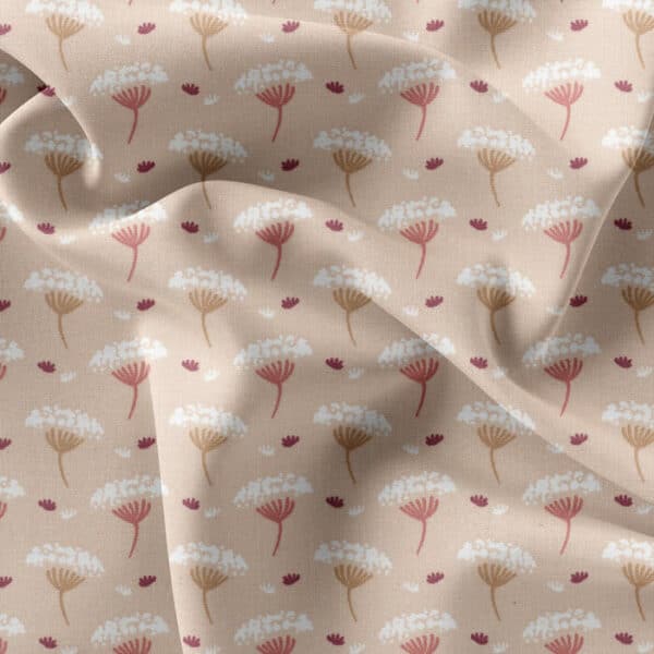 Pink Collection Cotton Fabric in Ombbe Seedheads Floral inPastel Peach