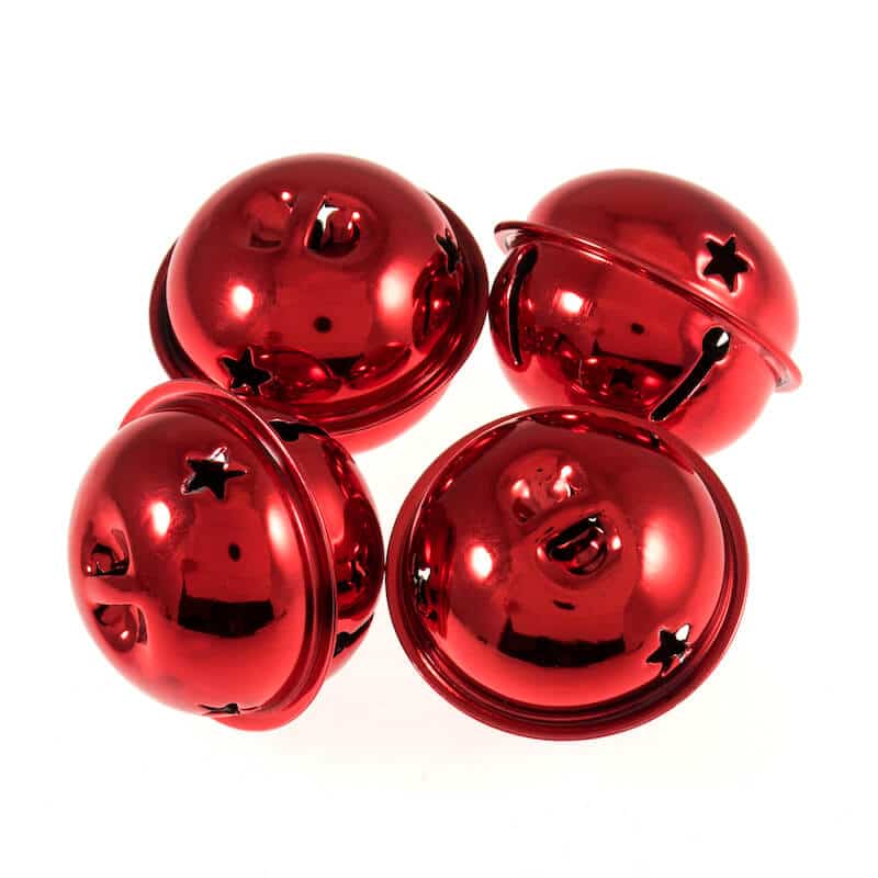 4 x Jingle Bell 3cm in Red Star
