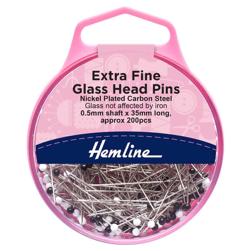 Hemline Extra Fine Glass Head Pins ‚Äì for use on fine fabrics