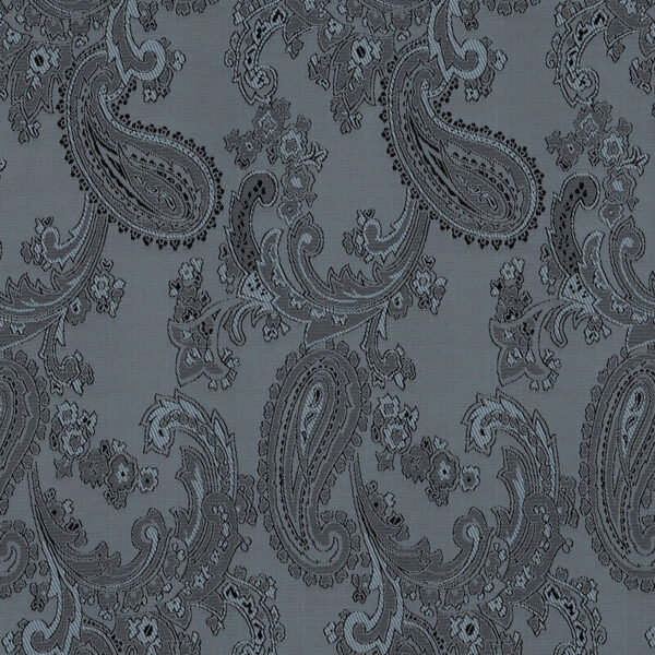 Paisley Jacquard Dress Jacket Lining Material in Dk Grey Turquoise 22