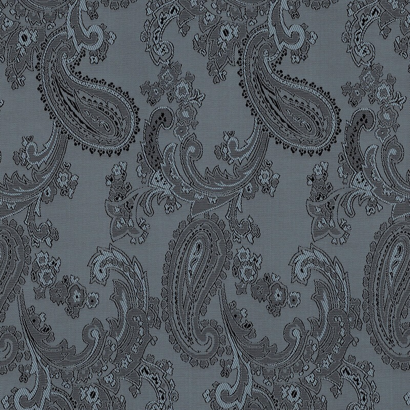Paisley Jacquard Dress Jacket Lining Material in Dk Grey Turquoise 22