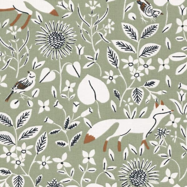 Florena Cotton Fabric in Canpana Wildlife on Litchen