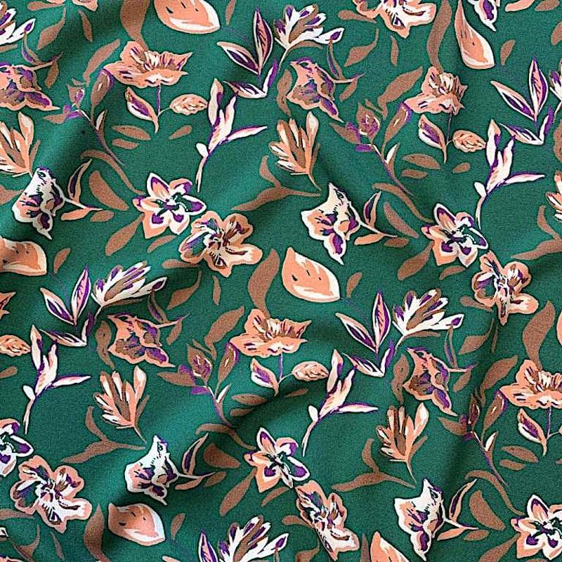 Domotex Viscose Rayon Metta Floral fabric in Emerald