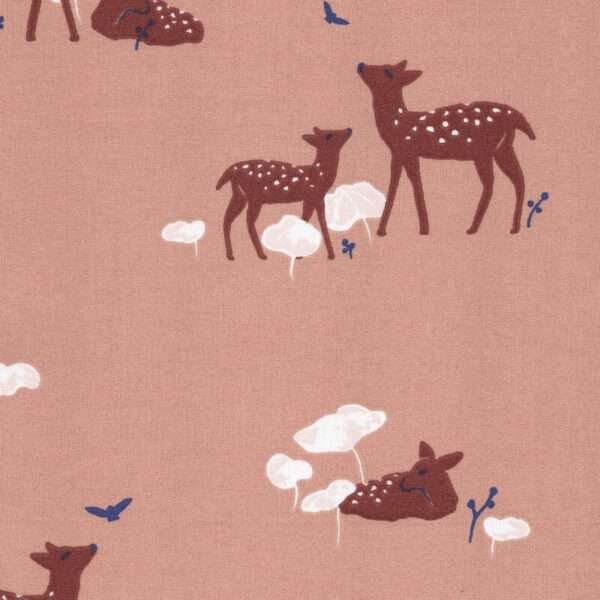 Yavana Oh Deer Printed Cotton Fabric in Dusty Brick in Woven