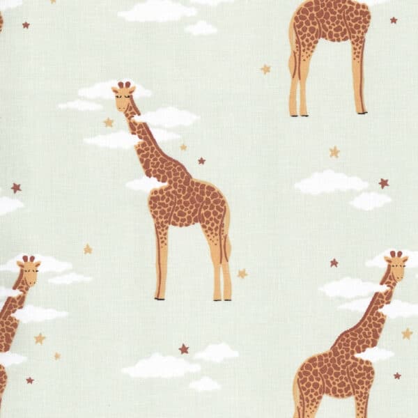 Zefira Giraffe Printed Cotton Fabric on Mint