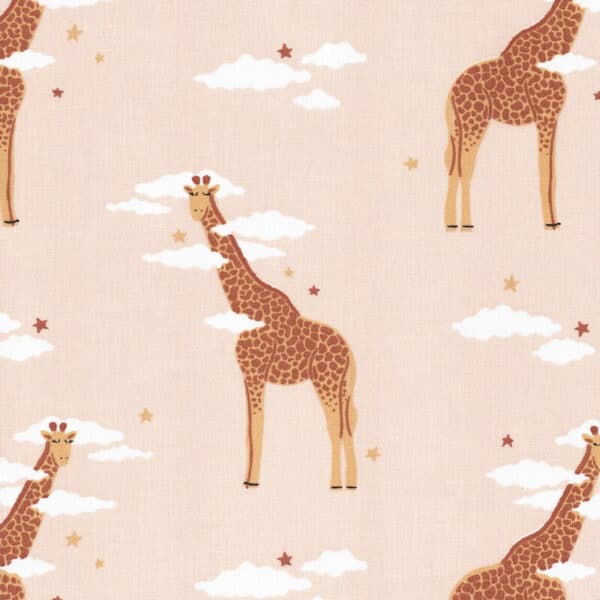 Zefira Giraffe Printed Cotton Fabric on Apricot Pink