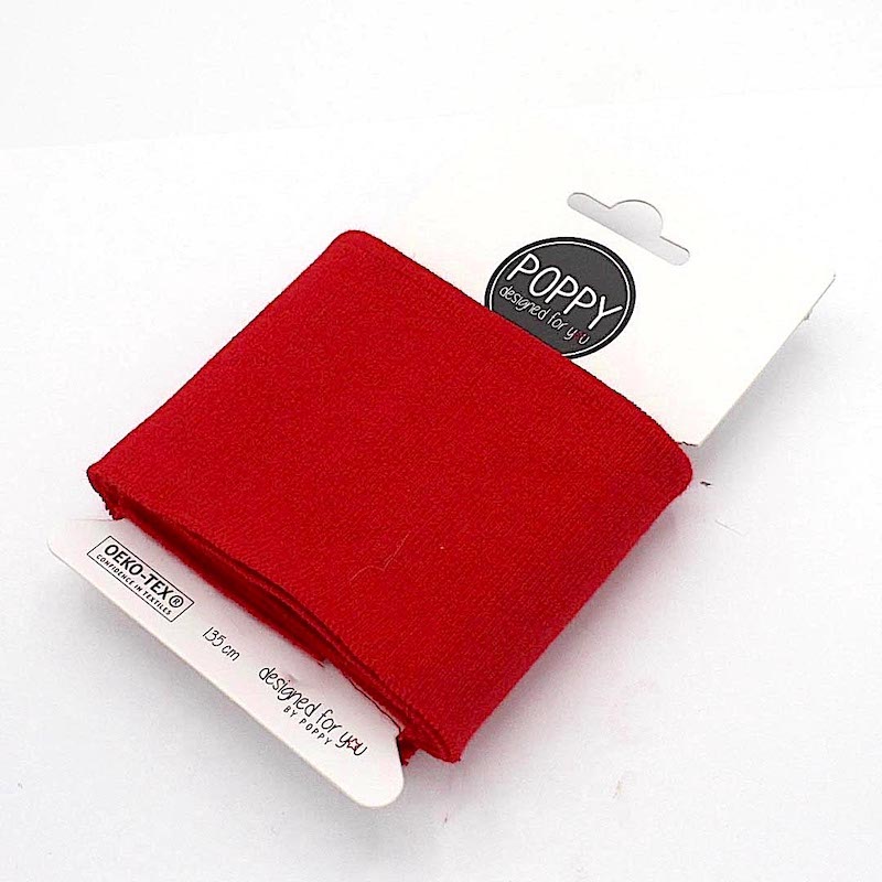 Ready Made Cuffs / Cuffing Jersey / Ribbing in Plain in Red 09