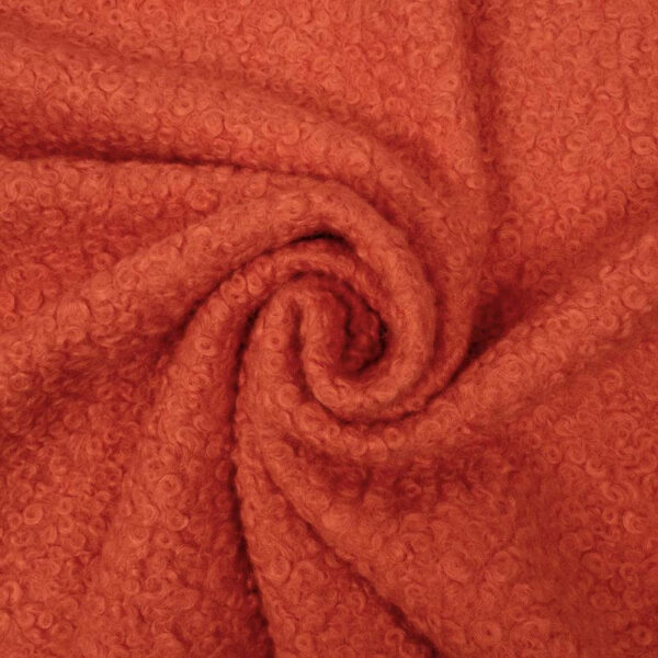 Superior Boucle Fabric with Felted Back in Tangerine