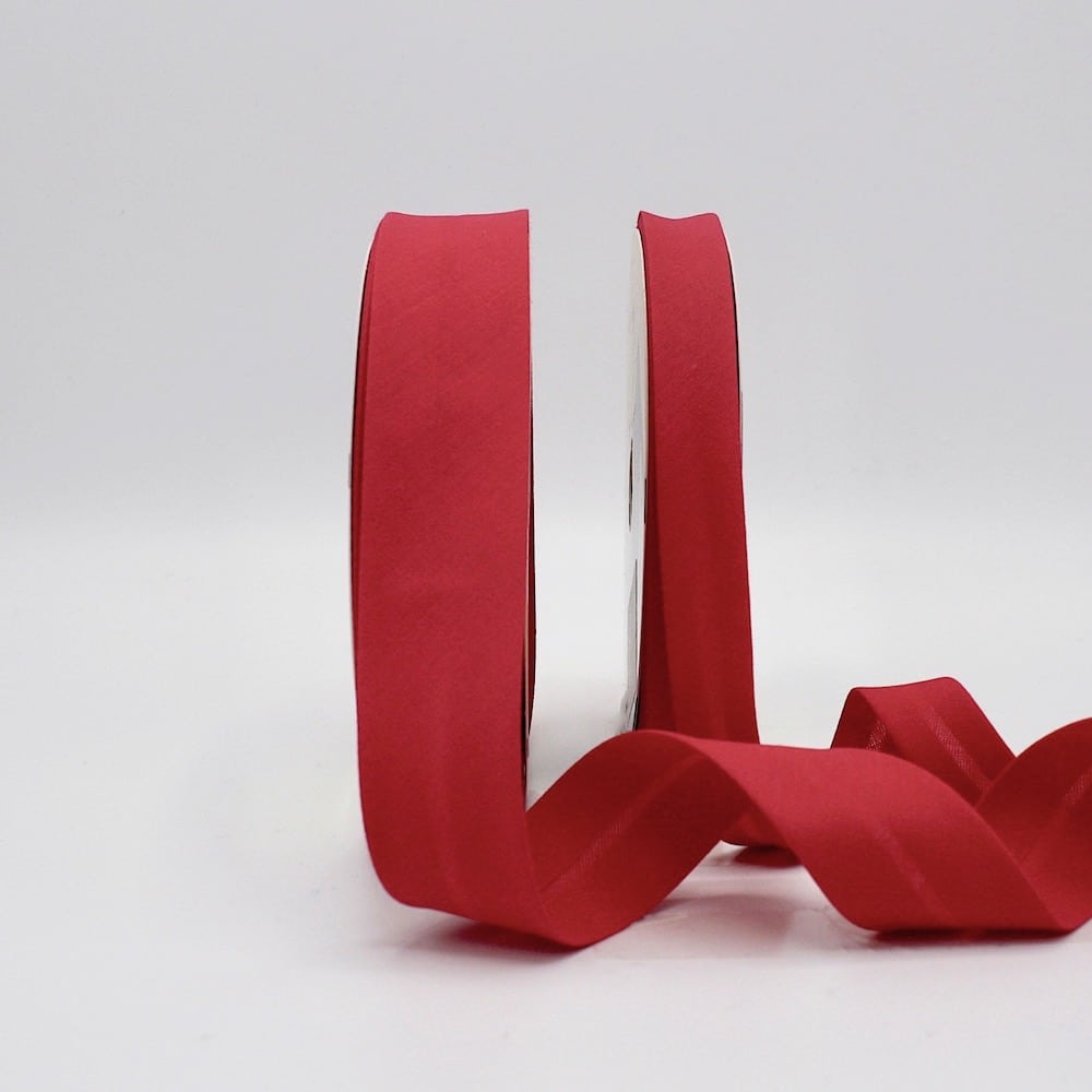25m roll of Plain Bias Binding Tape with 30mm width in Raspberry Red 75
