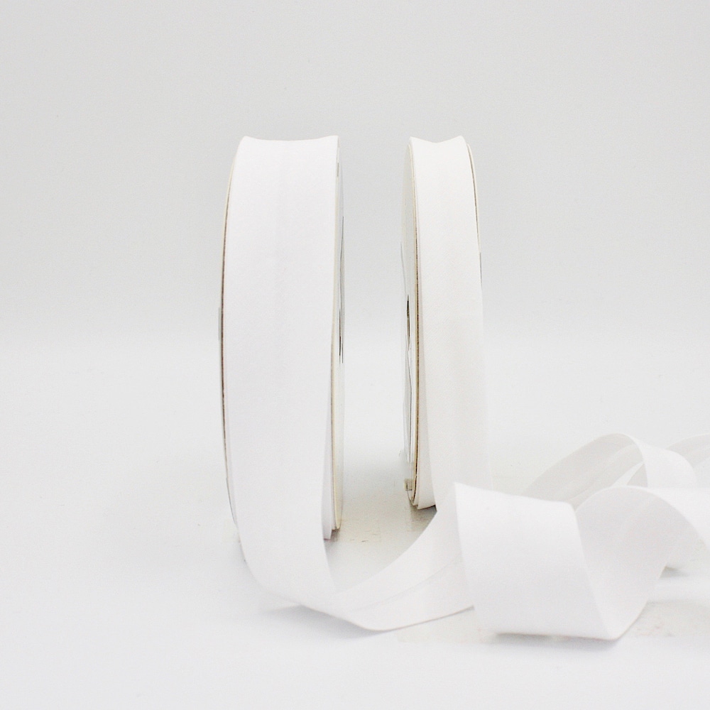 25m roll of Plain Bias Binding Tape with 30mm width in White 02