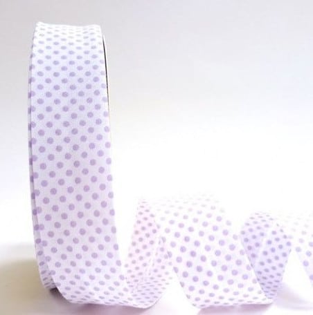 roll of white and lilac bias binding