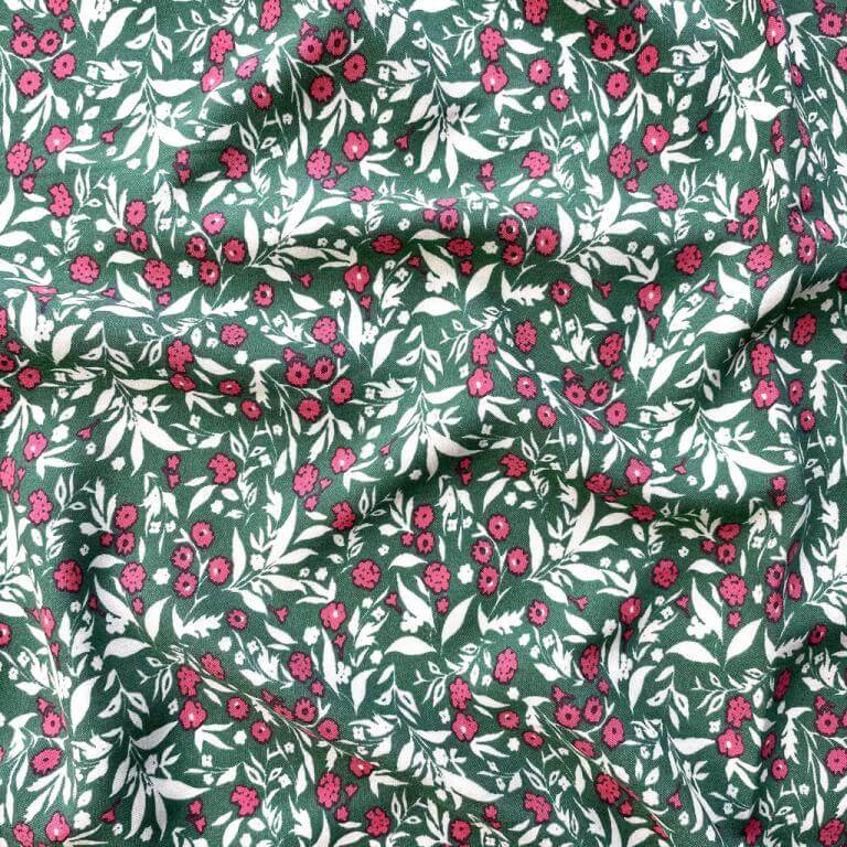 Printed Domotex Viscos Fabric Rayon Material with Pukka pattern in Green