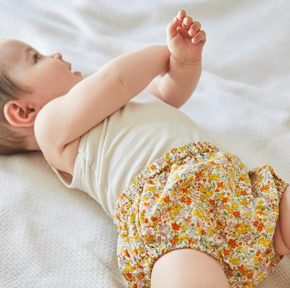 Fashion Model Wearing Ikatee Couture Sewing Pattern for Bilbao Bloomers | Easy 1mth - 4 years