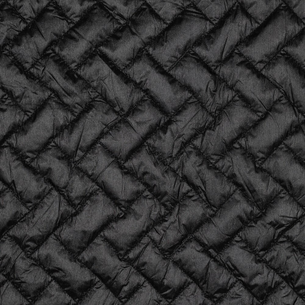 Herringbone quilted jacket fabric in black