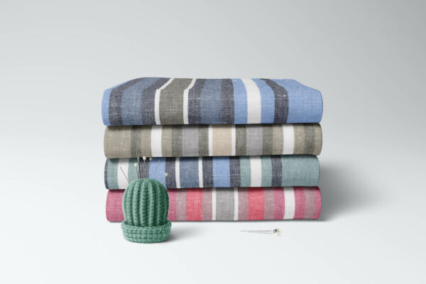 pile of stripe linen fabrics