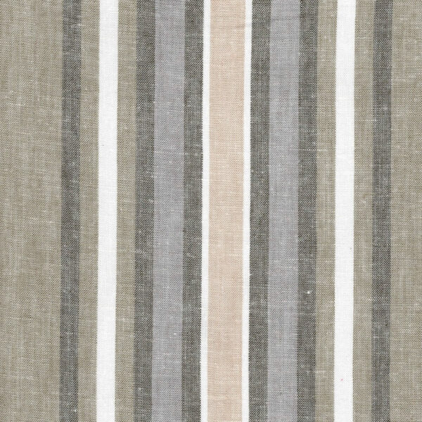 close up of linen and cotton natural coloured stripe fabric