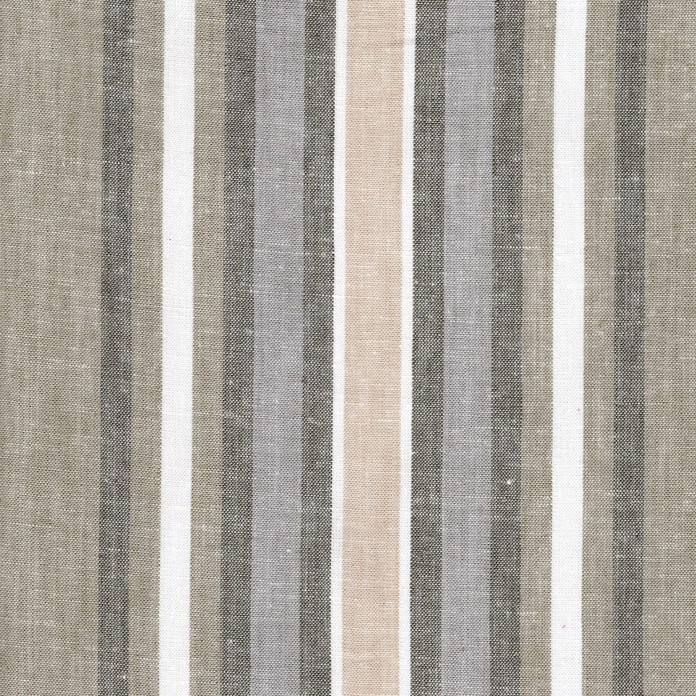 close up of linen and cotton natural coloured stripe fabric