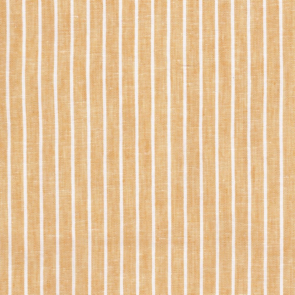 close up linen and cotton yellow pin stripe fabric
