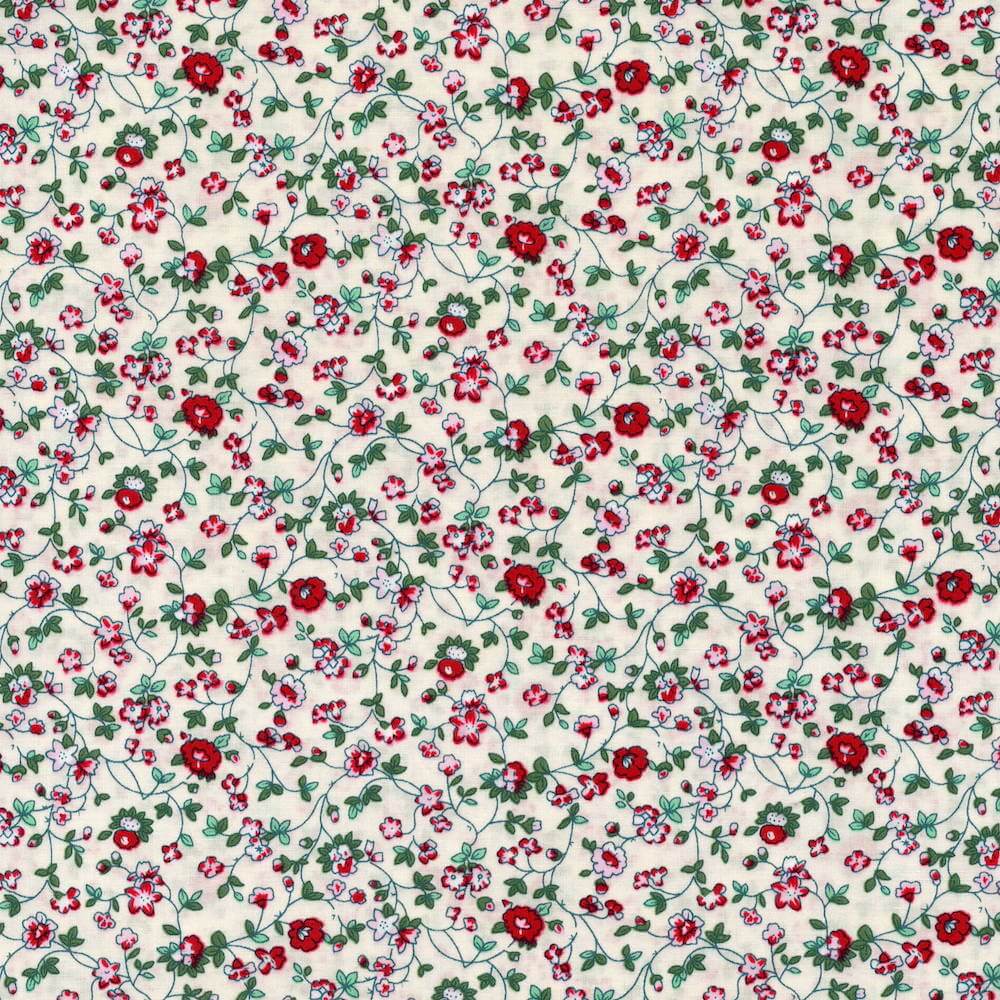 close up of cotton poplin floral fabric
